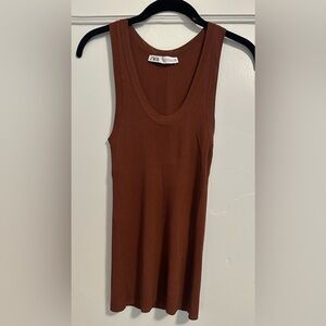 Zara brown ribbed tank top